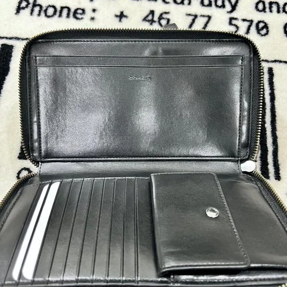 Coach Signature Double Zip Travel Organizer with Wrist Strap Black Oxblood